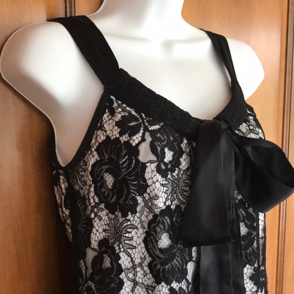 KAREN KANE BLACK LACE FLORAL SLEEVELESS TOP SILK & NYLON Size S Excellent Cond - Picture 1 of 9
